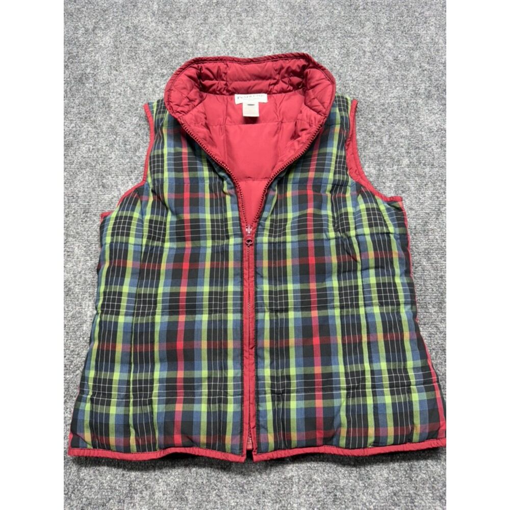 Pendleton Down Puffer Vest Womens Petite S Plaid Red Green Blue Quilted Preppy